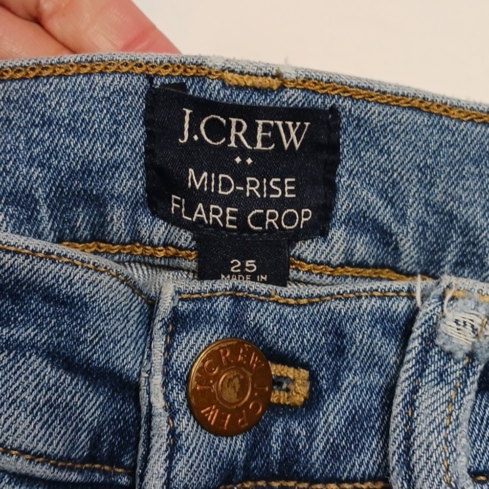 J. Crew  Mid Rise Flare Crop Women's denim jeans cotton Sz. 25 - Picture 2 of 11